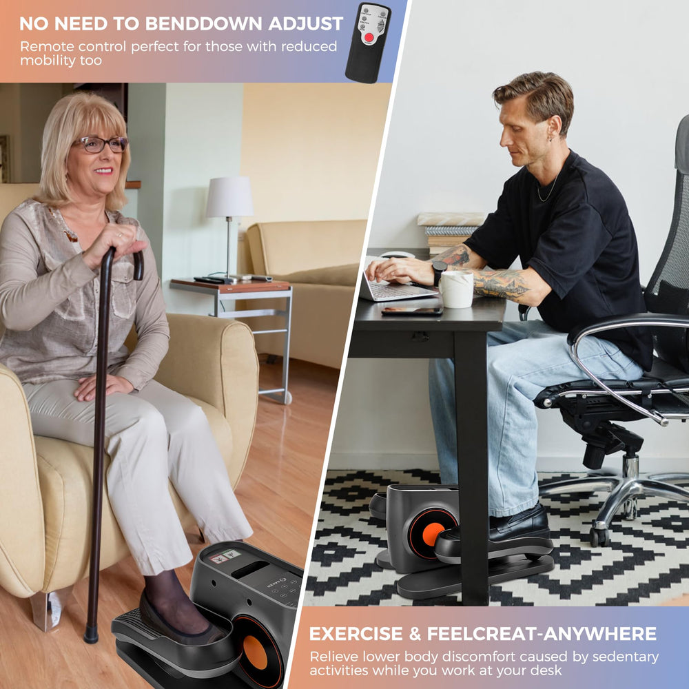 Saker next to footrest showing compact size for easy space-saving placement