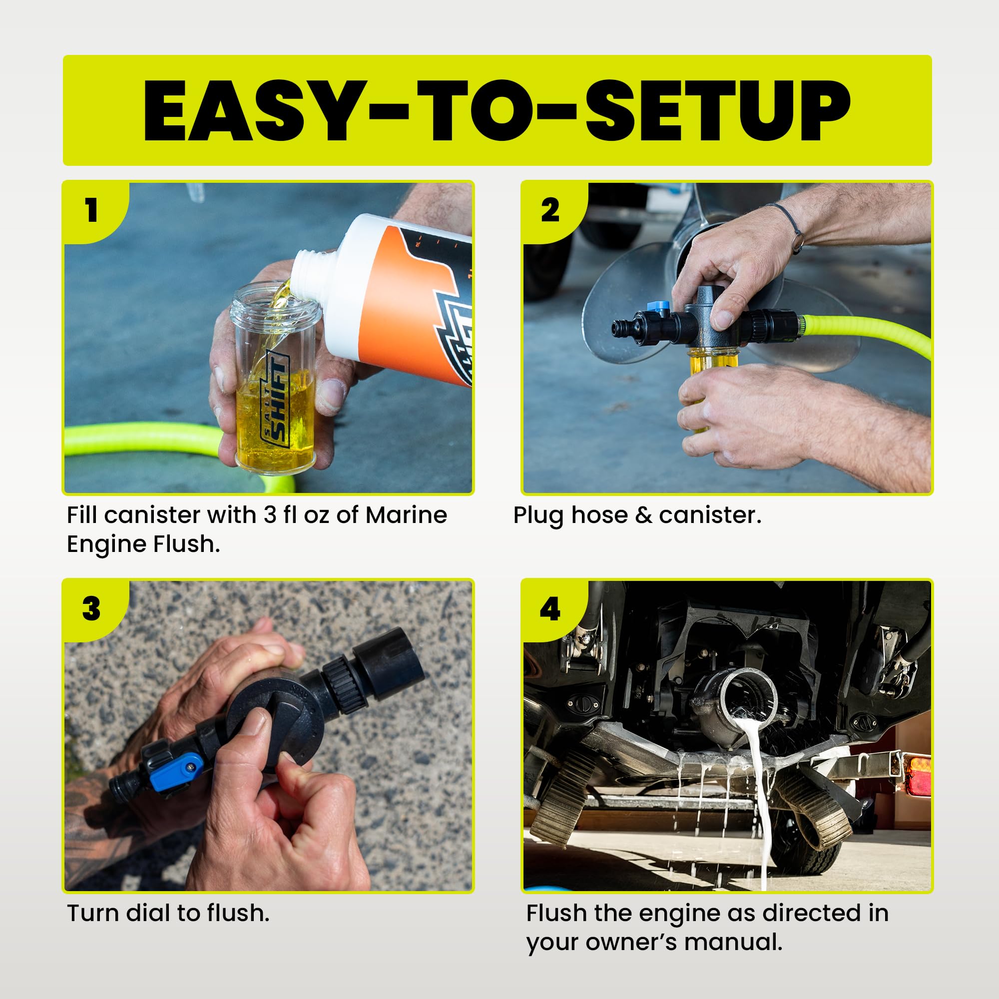 Salt Shift kit components laid out illustrating complete toolset for quick flushes benefit