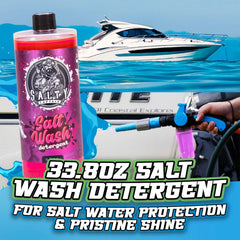 SALTY CAPTAIN Engine Flush label detail showing targeted corrosion protection