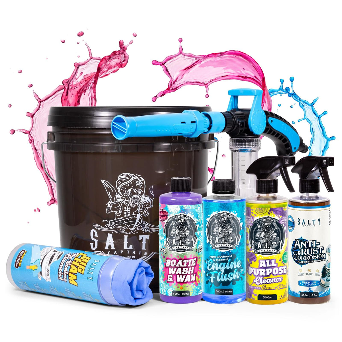 Salty Captain front packaging showing kit components and quick-start benefit