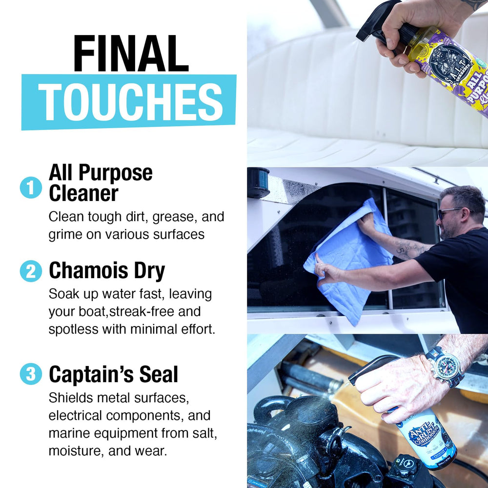Salty Captain kit in use on a boat deck saving time during maintenance