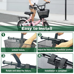 SAMORE basket mounted on handlebars demonstrating secure fit benefit