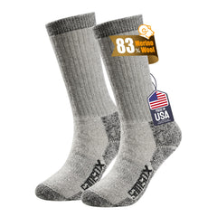 SAMSOX front view of Bozeman Natural socks showing packaging and fit benefit