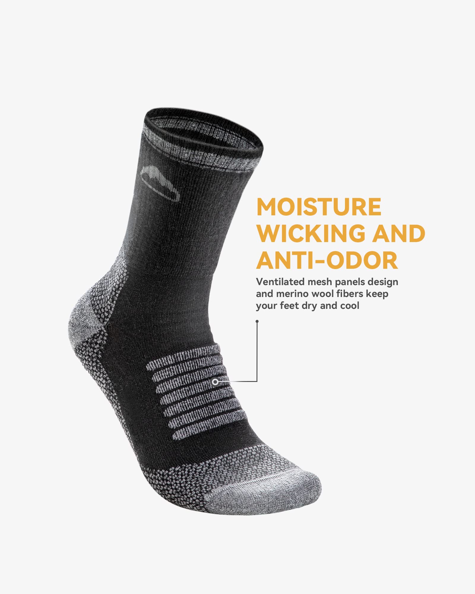 SAMSOX sock inside hiking boot demonstrating secure fit and support