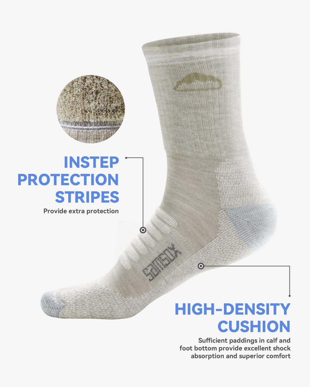 SAMSOX reinforced heel and toe stitch closeup showcasing durability and long wear