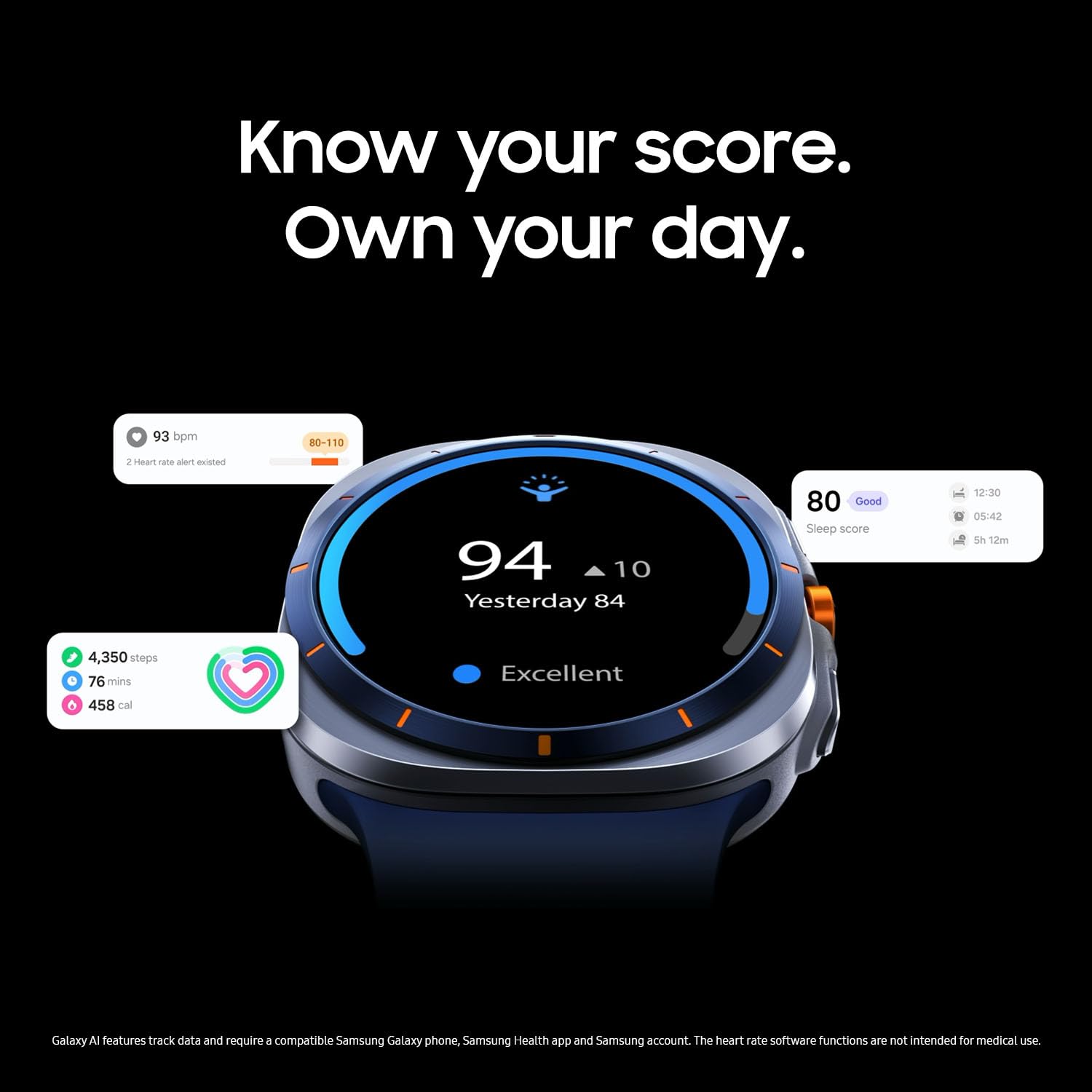 Samsung Galaxy Watch Ultra worn on hiker wrist showing hands-free communication advantage