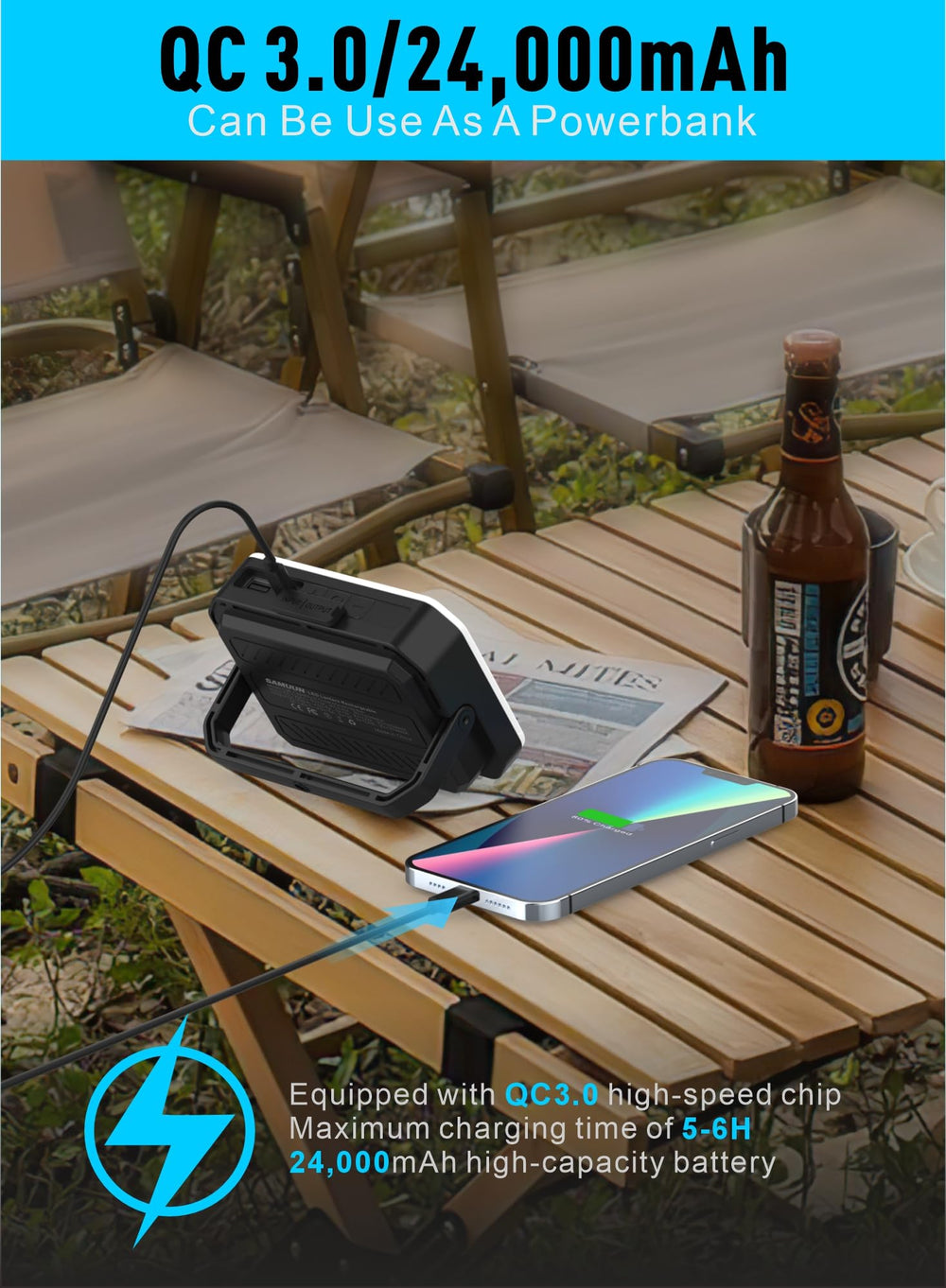 SAMUUN 90-degree rotatable stand angle displaying adjustable direction for targeted light