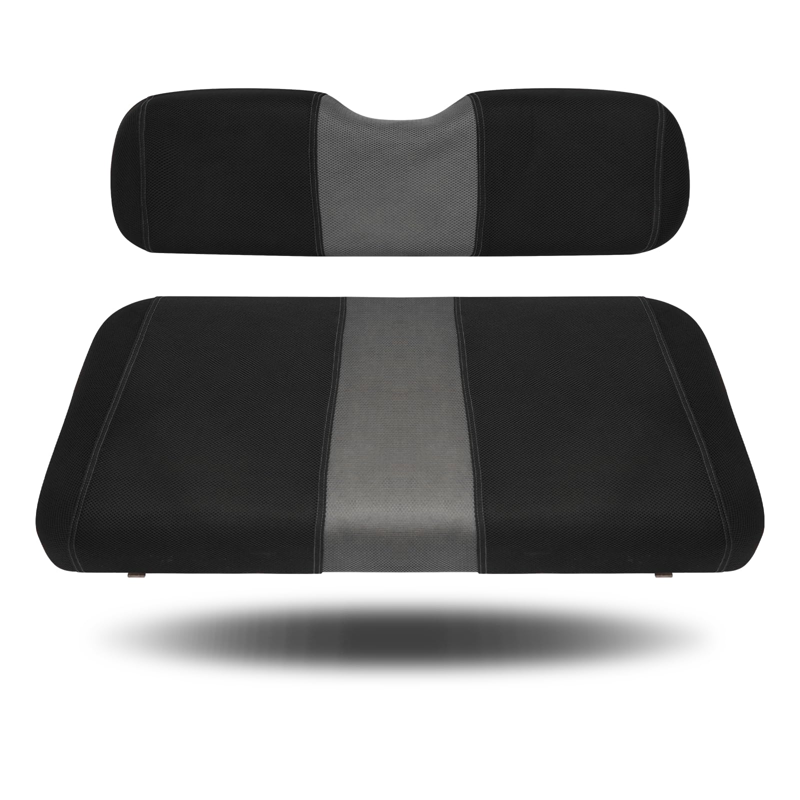 SAMXOMAP front view seat covers fitted on EZGO showing renewed look and protection