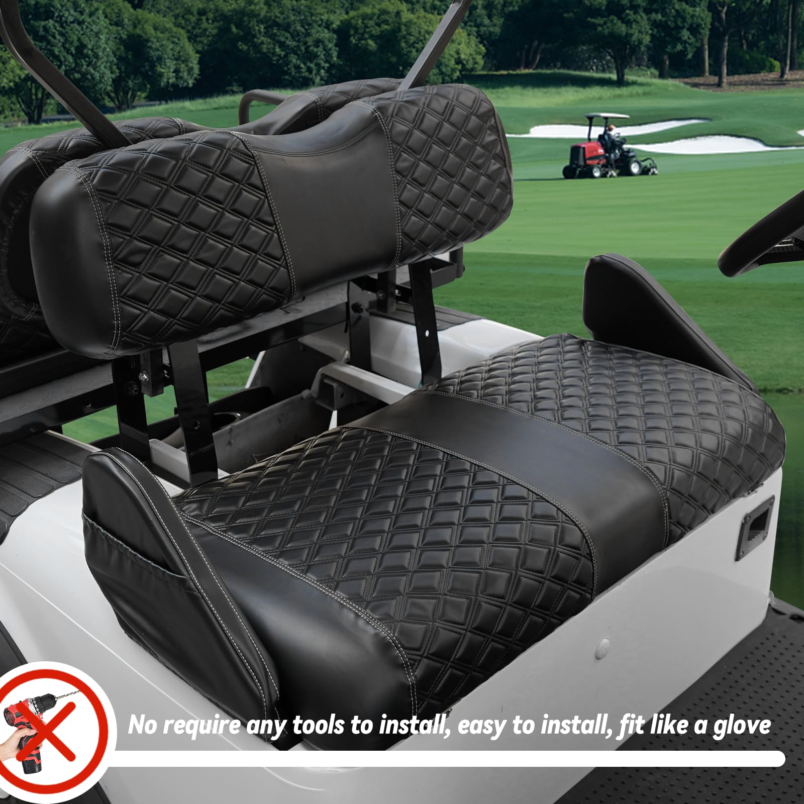 SAMXOMAP seat covers installed on golf cart highlighting refreshed appearance