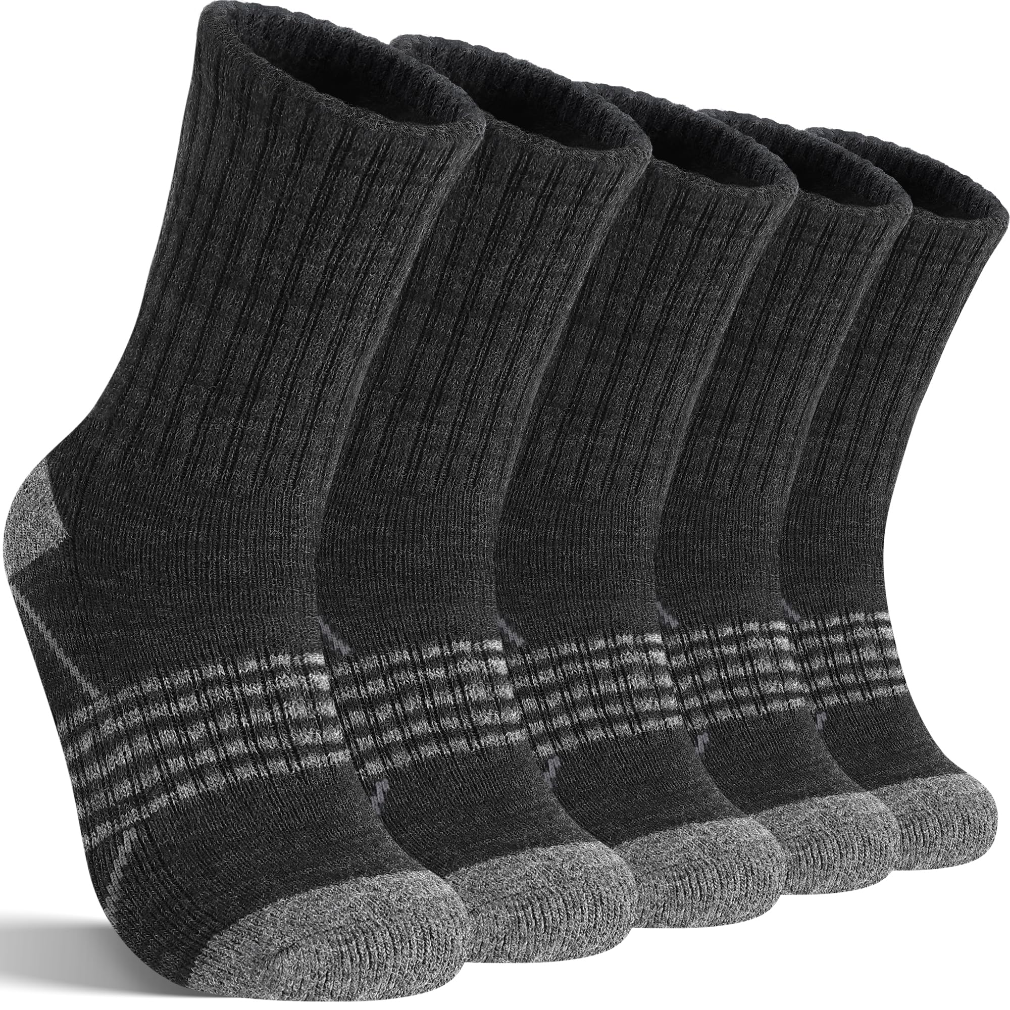 Sandsuced front packaging showing five dark gray pairs and warmth benefit