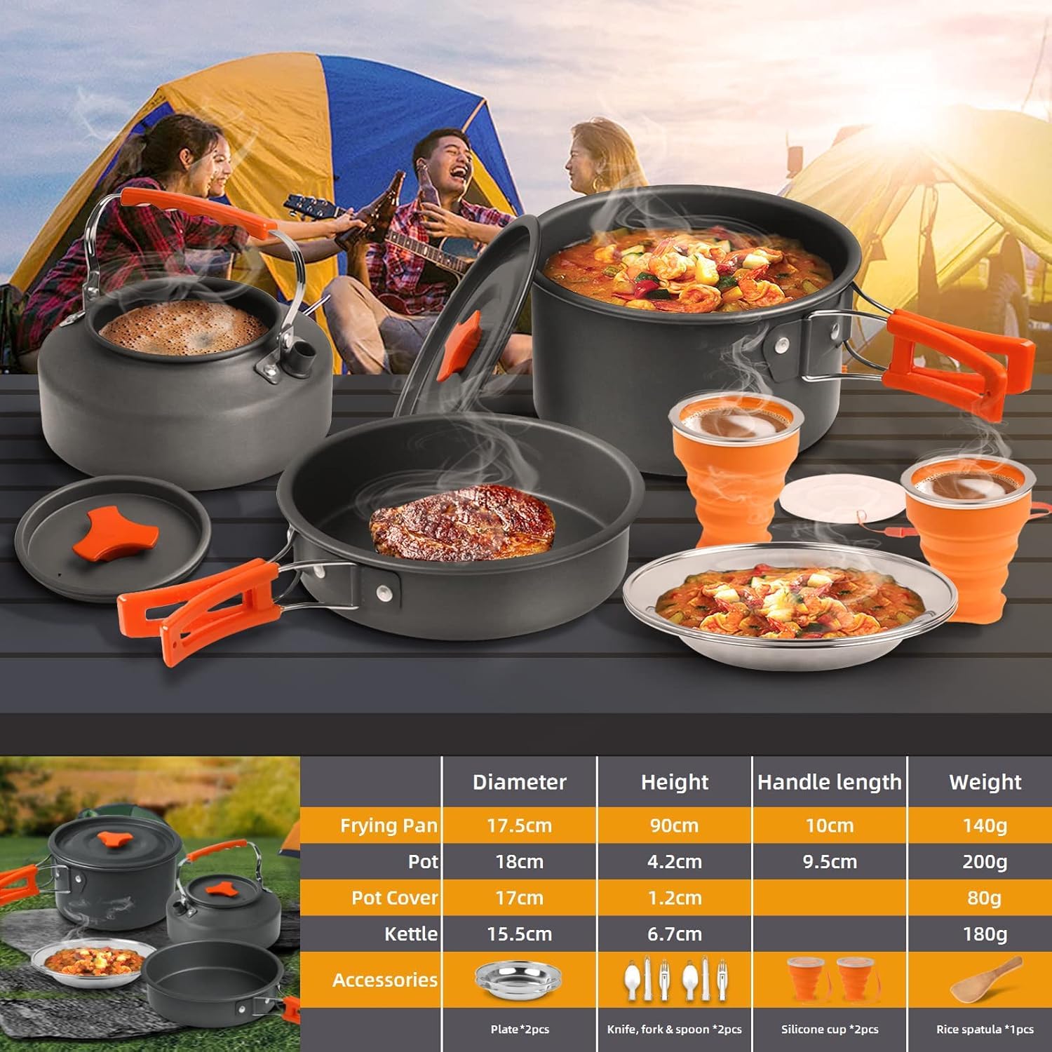 sanheshun folding silicone cups and knife set showing portability