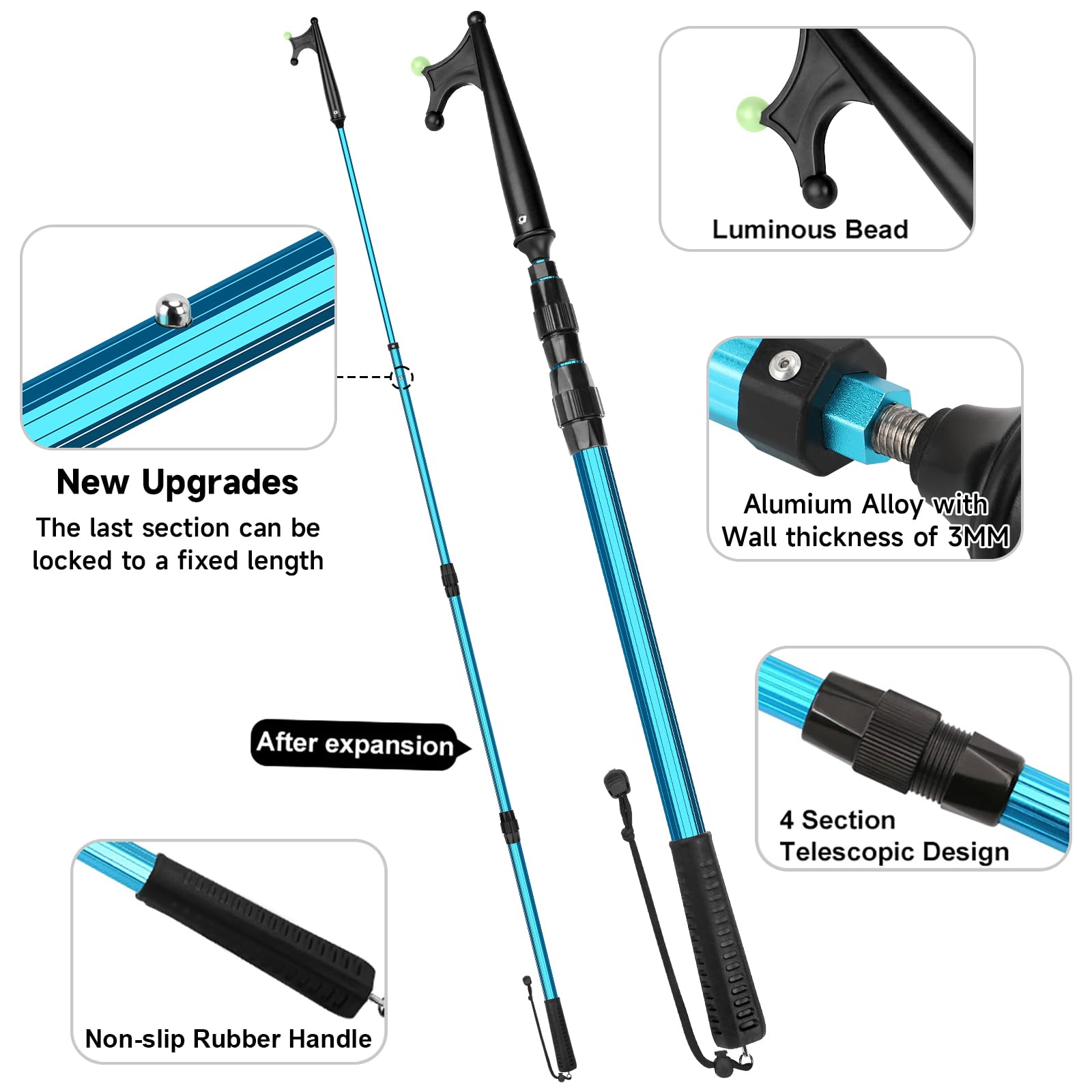 SANLIKE boat hook collapsed for storage showing compact convenience benefit