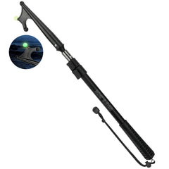 SANLIKE front view of black aluminum boat hook showing compact profile and quick-release benefit