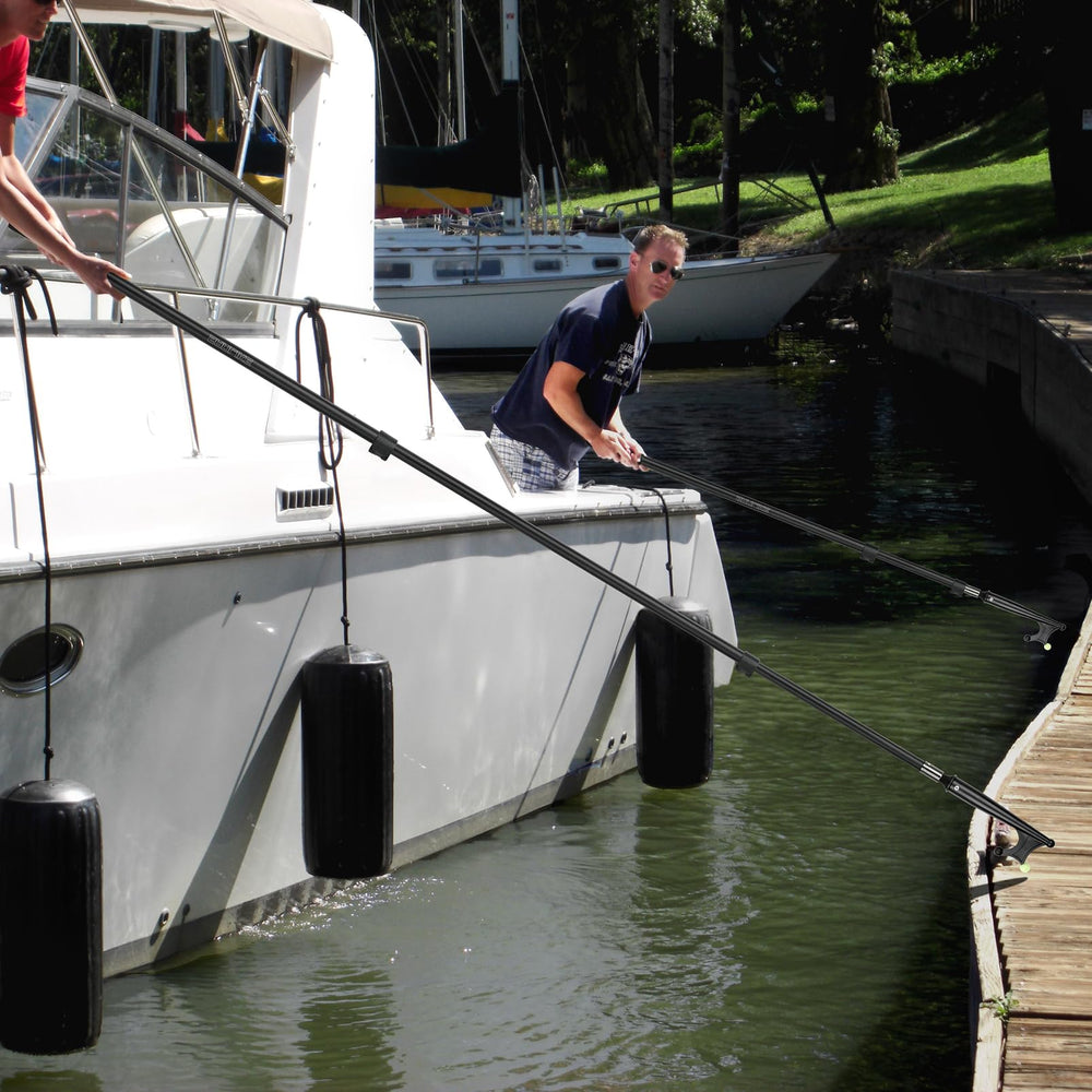 SANLIKE boat hook beside a hand showing scale and lightweight handling advantage