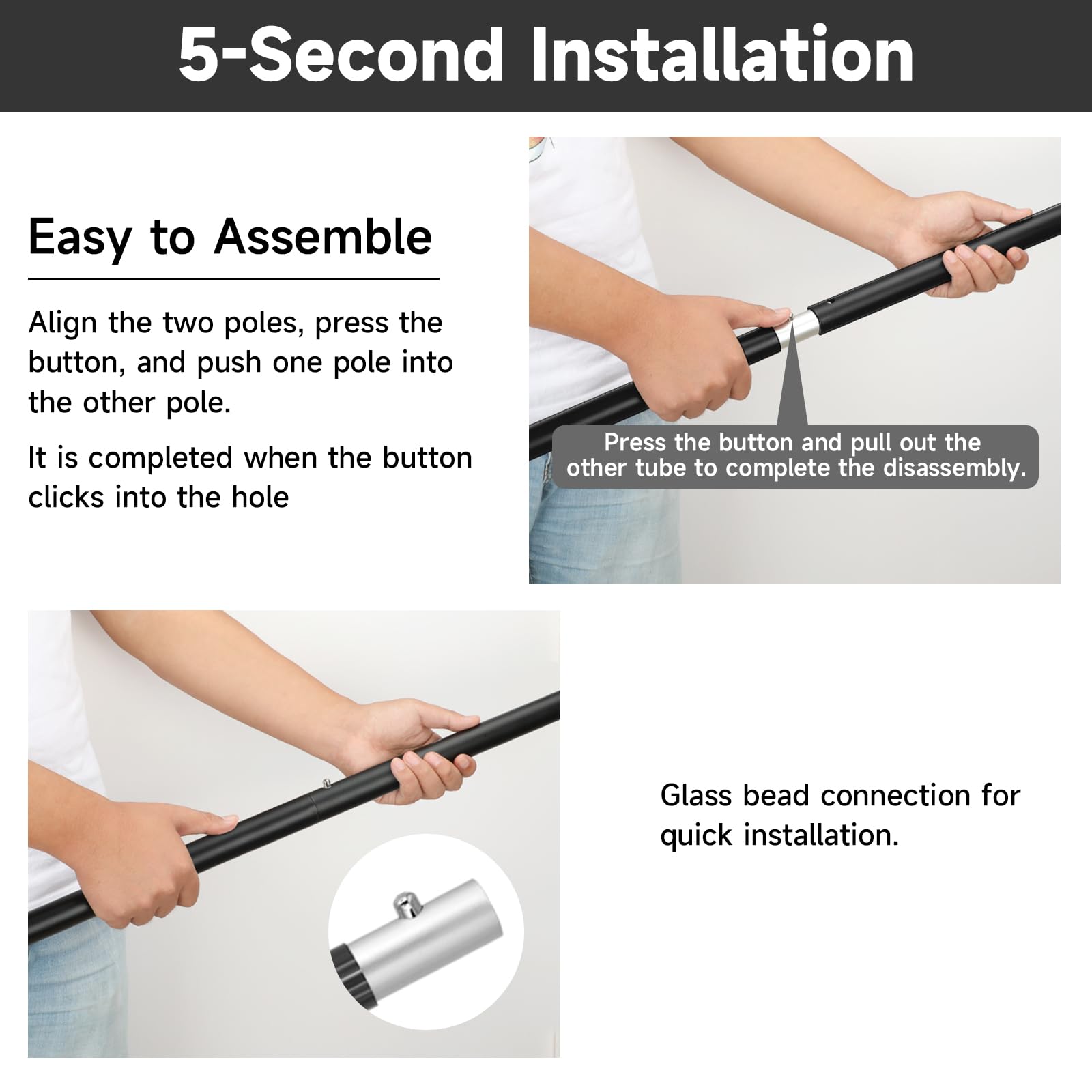 SANLIKE collapsed poles inside carry bag, compact transport and packing convenience