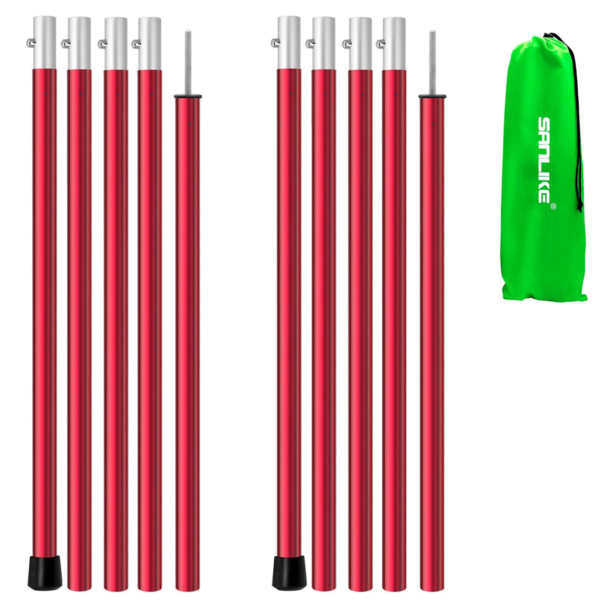 SANLIKE front view of two poles and carry bag showing lightweight kit benefit