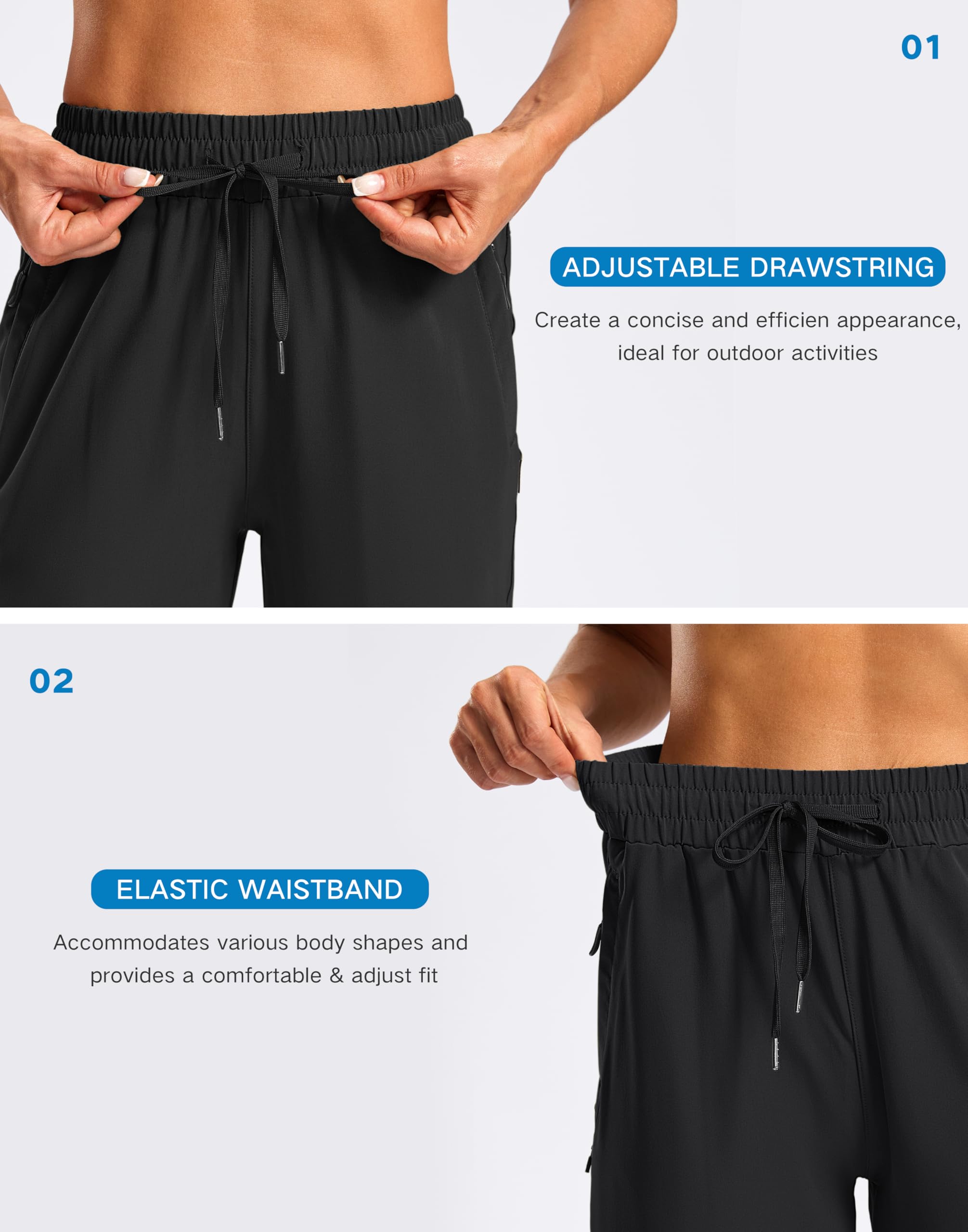 SANTINY length comparison showing 13", 15", and 17" inseams for tailored coverage
