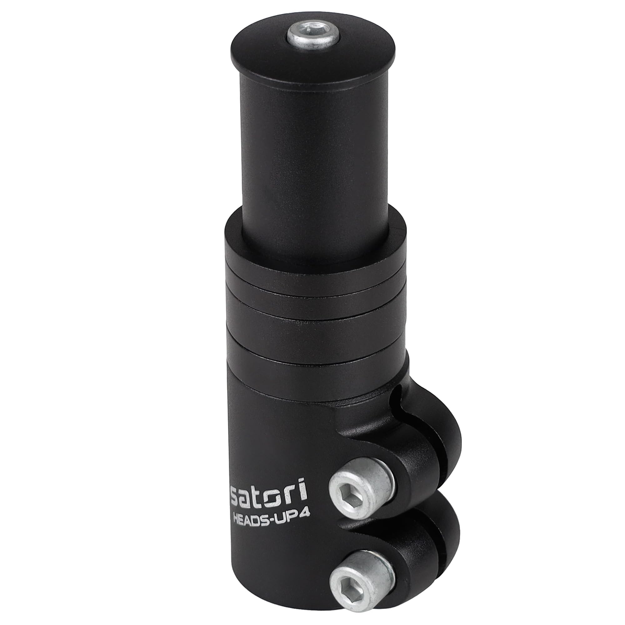Satori Heads-UP4 front view showing riser installed and ergonomic benefit