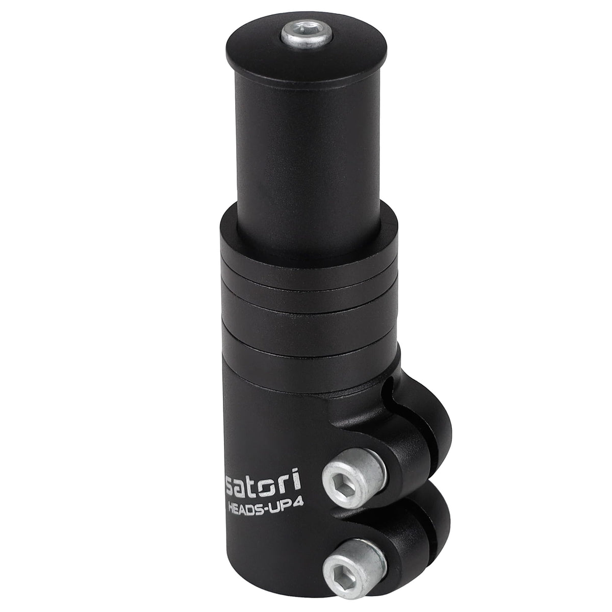 Satori Heads-UP4 front view showing riser installed and ergonomic benefit
