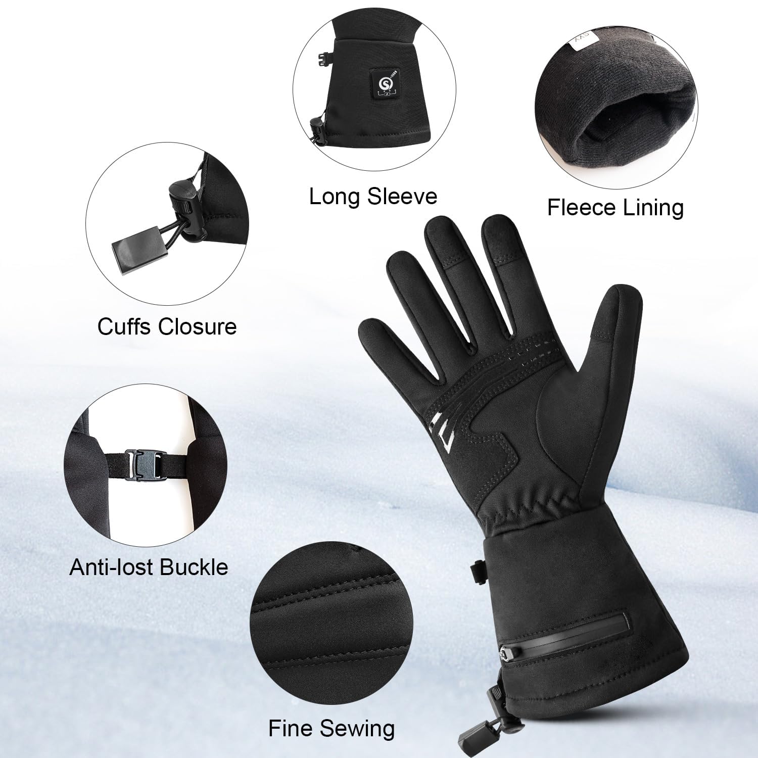 SAVIOR HEAT close-up of fingertip conductive PU enabling touchscreen use without removing gloves