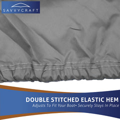 Savvycraft elastic hem bottom showing snug, windproof hold on seat base