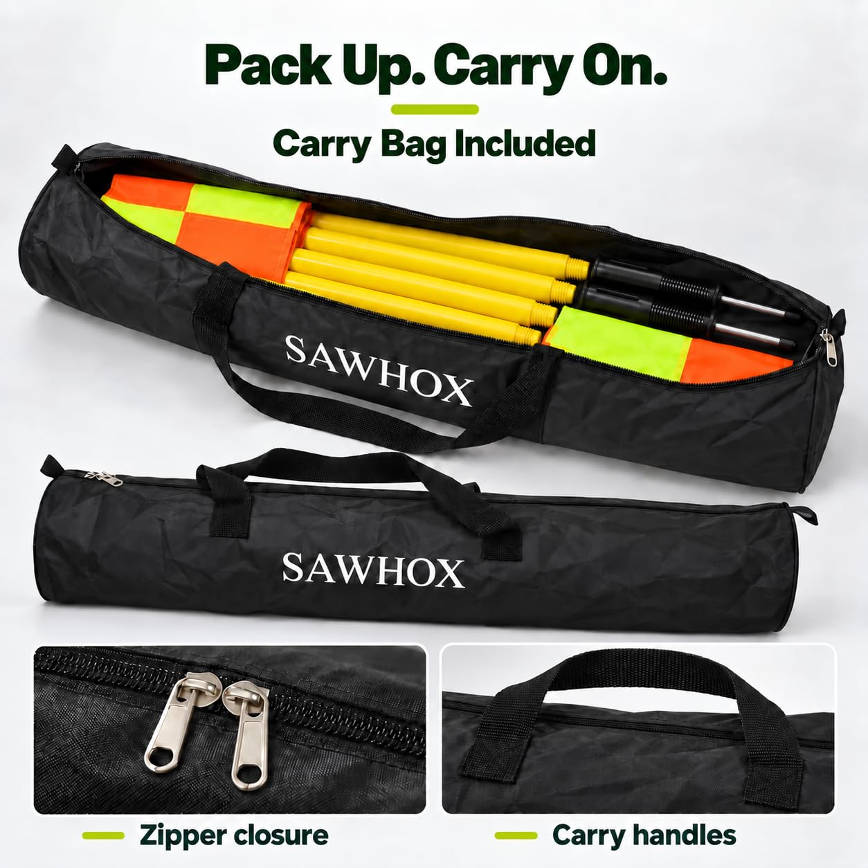 SAWHOX carry bag open and packed for easy transport and organized storage
