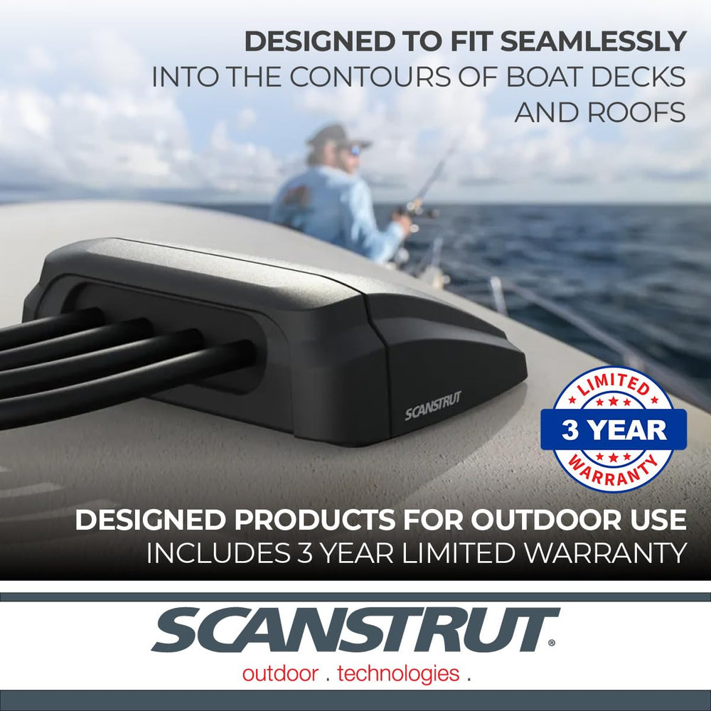 Scanstrut installed on a boat deck protecting multiple cables from water and spray