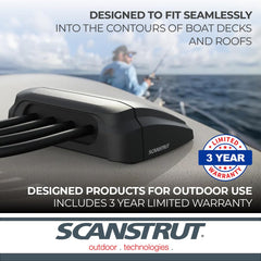 Scanstrut installed on a boat deck protecting multiple cables from water and spray