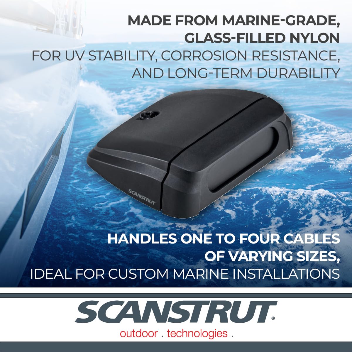 Scanstrut next to a 15mm cable to show capacity and scale for accurate planning