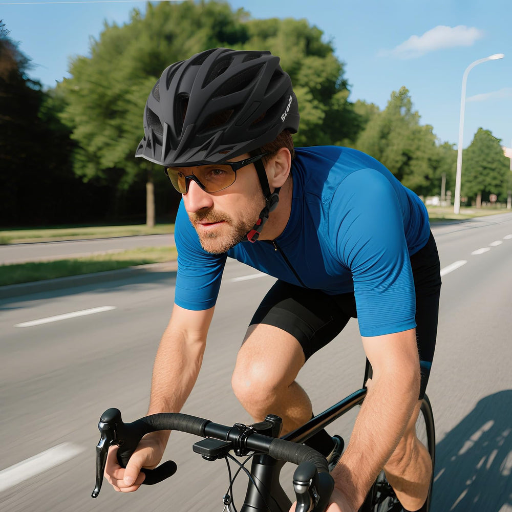 Scavin helmet on commuter rider demonstrating safety and visibility