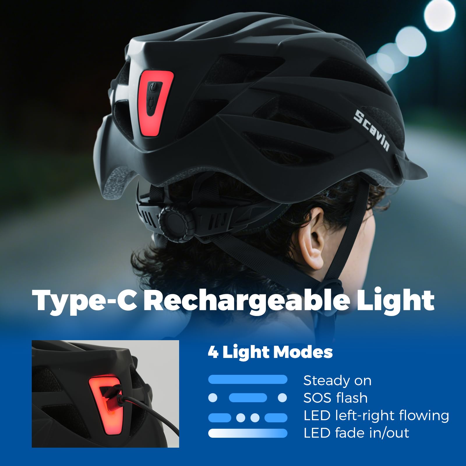 Scavin detachable visor detail showing sun protection and easy removal