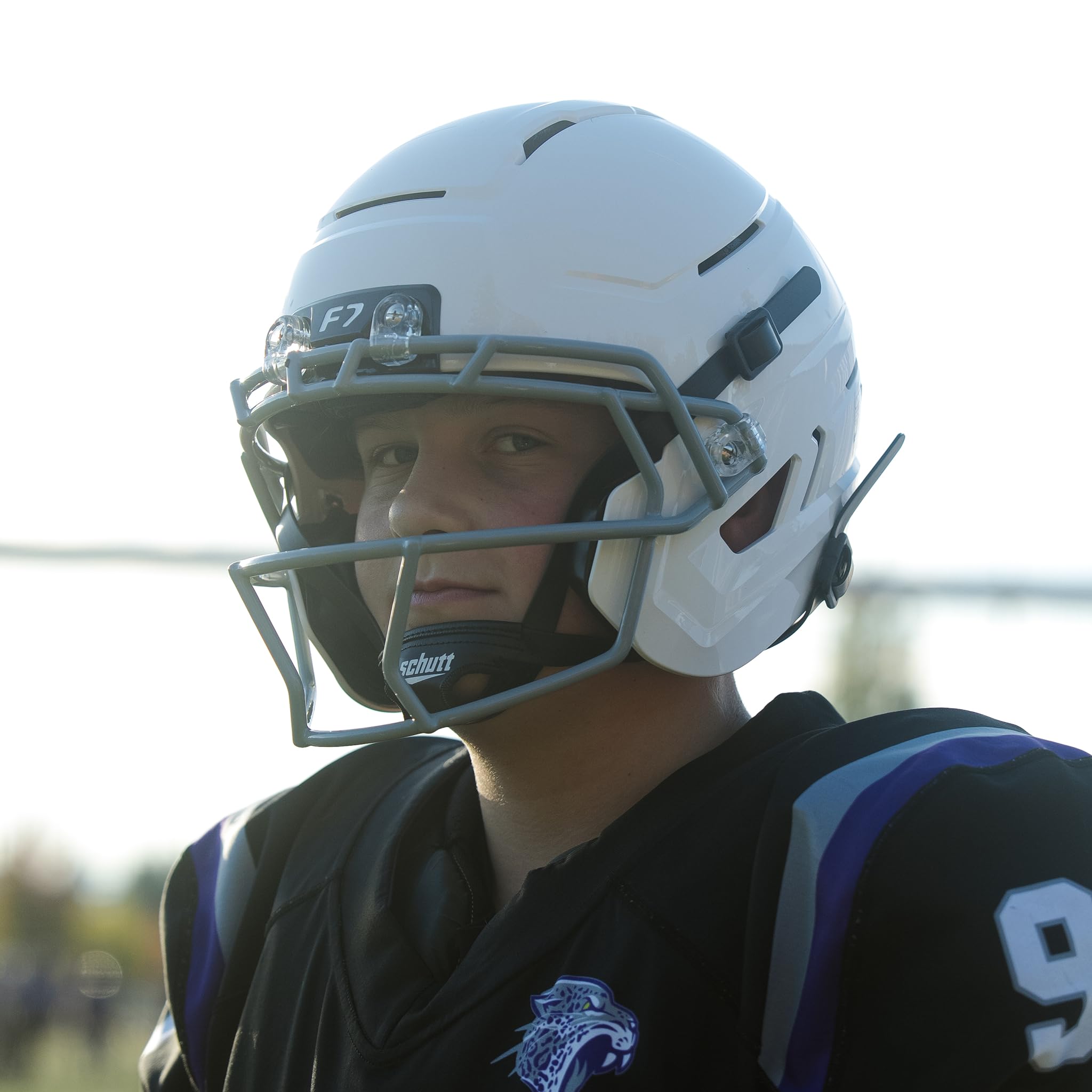 Schutt F7 AiR Youth worn by youth player on field demonstrating fit and mobility