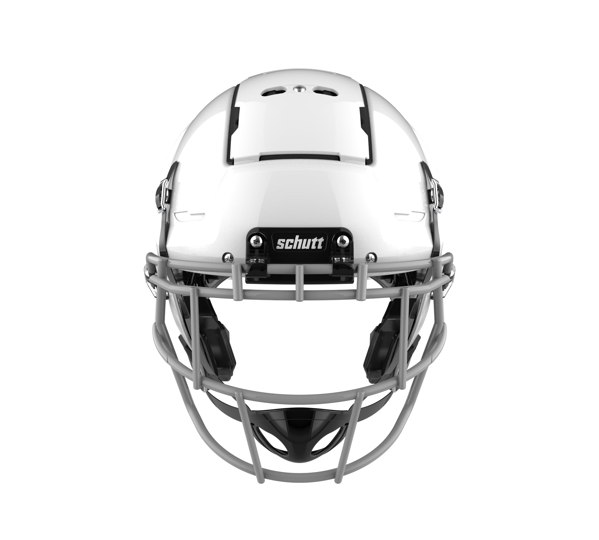 Schutt carbon steel facemask close-up highlighting durable protection and clear sightlines