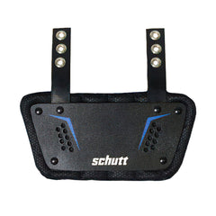 Schutt back plate front view showing secure fit and added rear protection