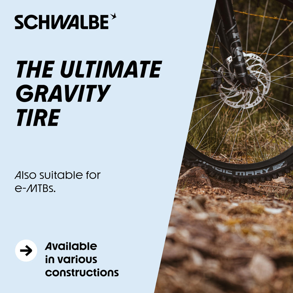 Schwalbe Magic Mary on muddy trail showing extreme grip for technical descents