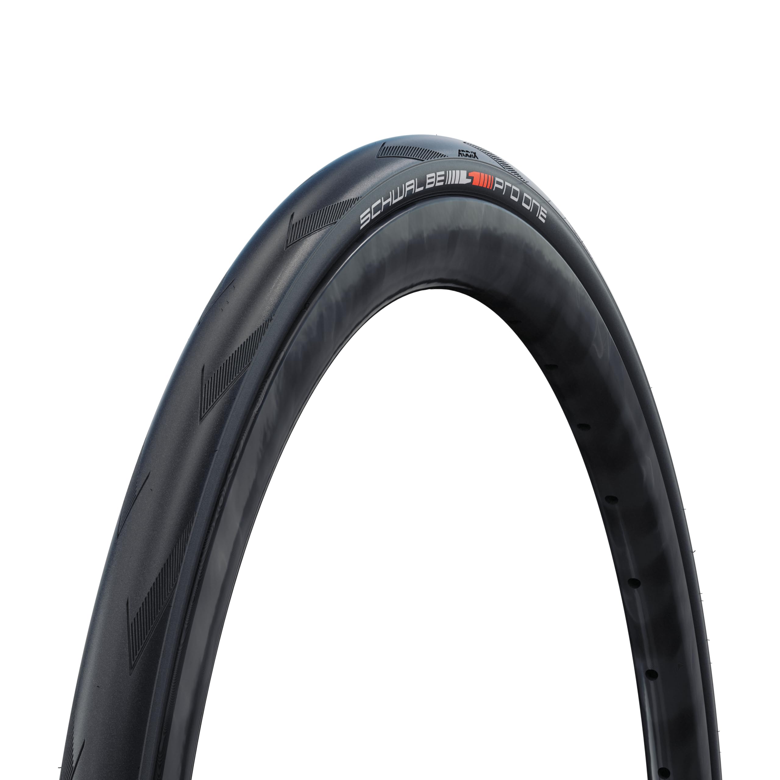 SCHWALBE Pro One front view showing profile and sleek tread for speed