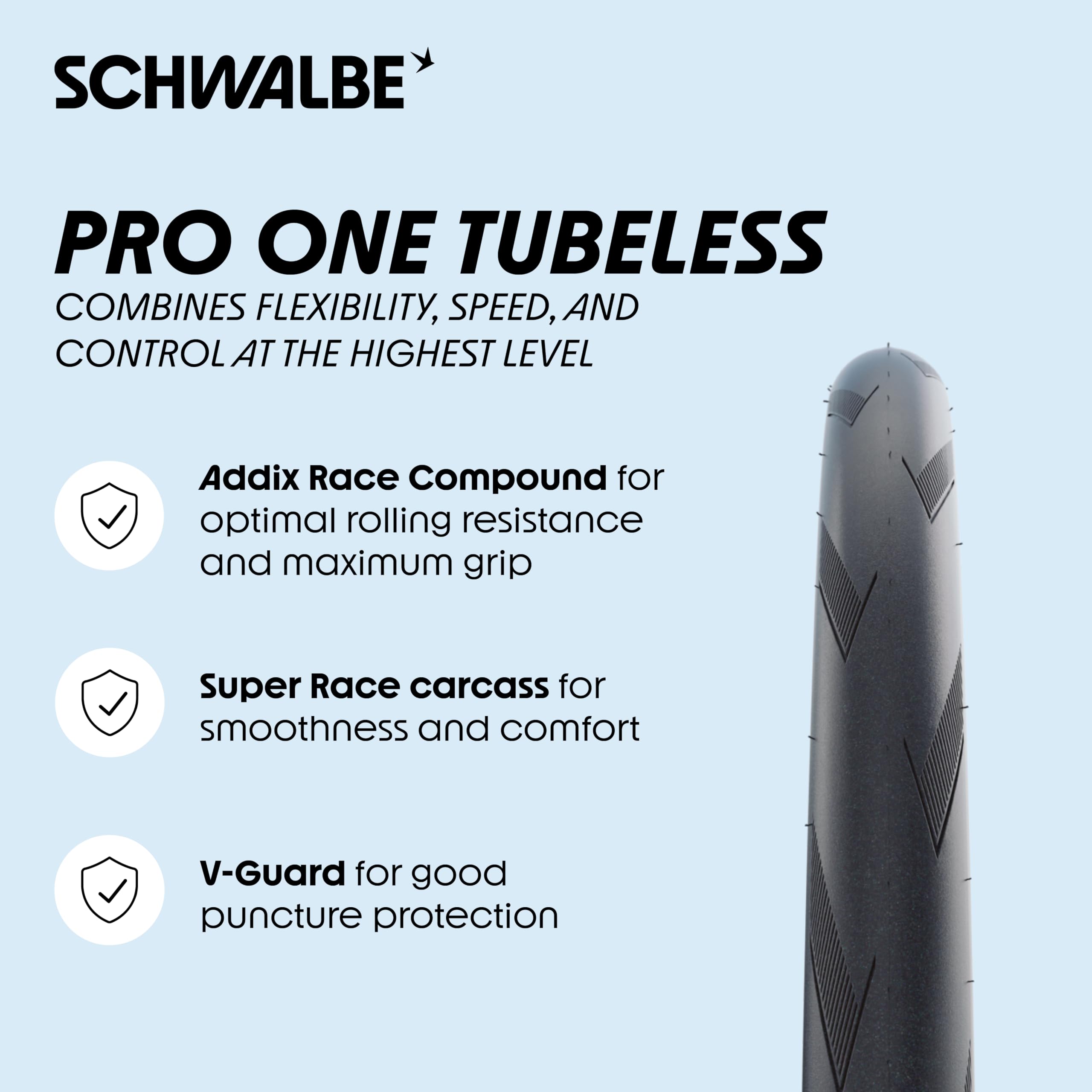 SCHWALBE Pro One close-up of tread pattern delivering enhanced grip