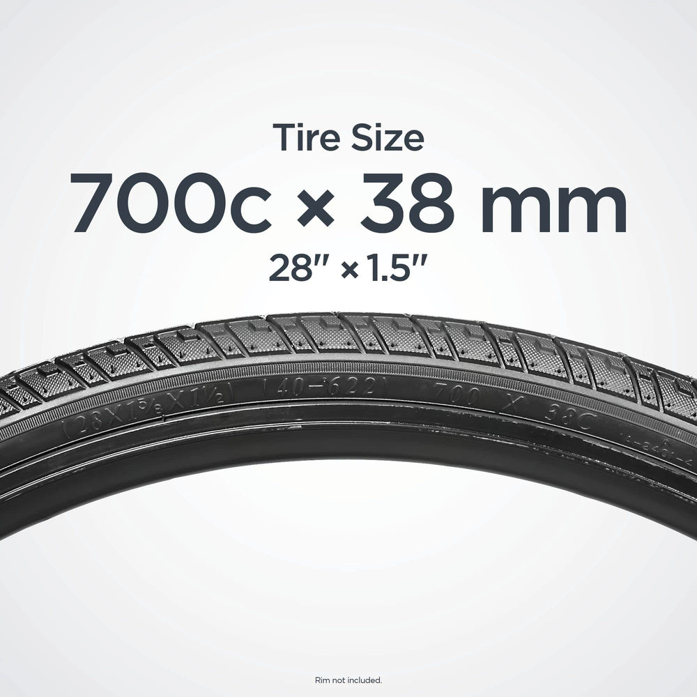 Schwinn tire mounted on hybrid bike illustrating improved traction in mixed conditions