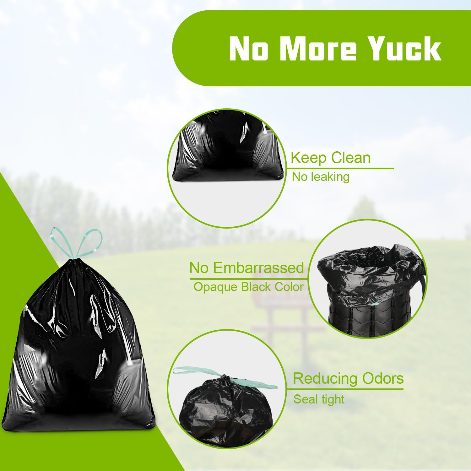 Sckee close-up drawstring detail demonstrating easy sealing and hygienic handling