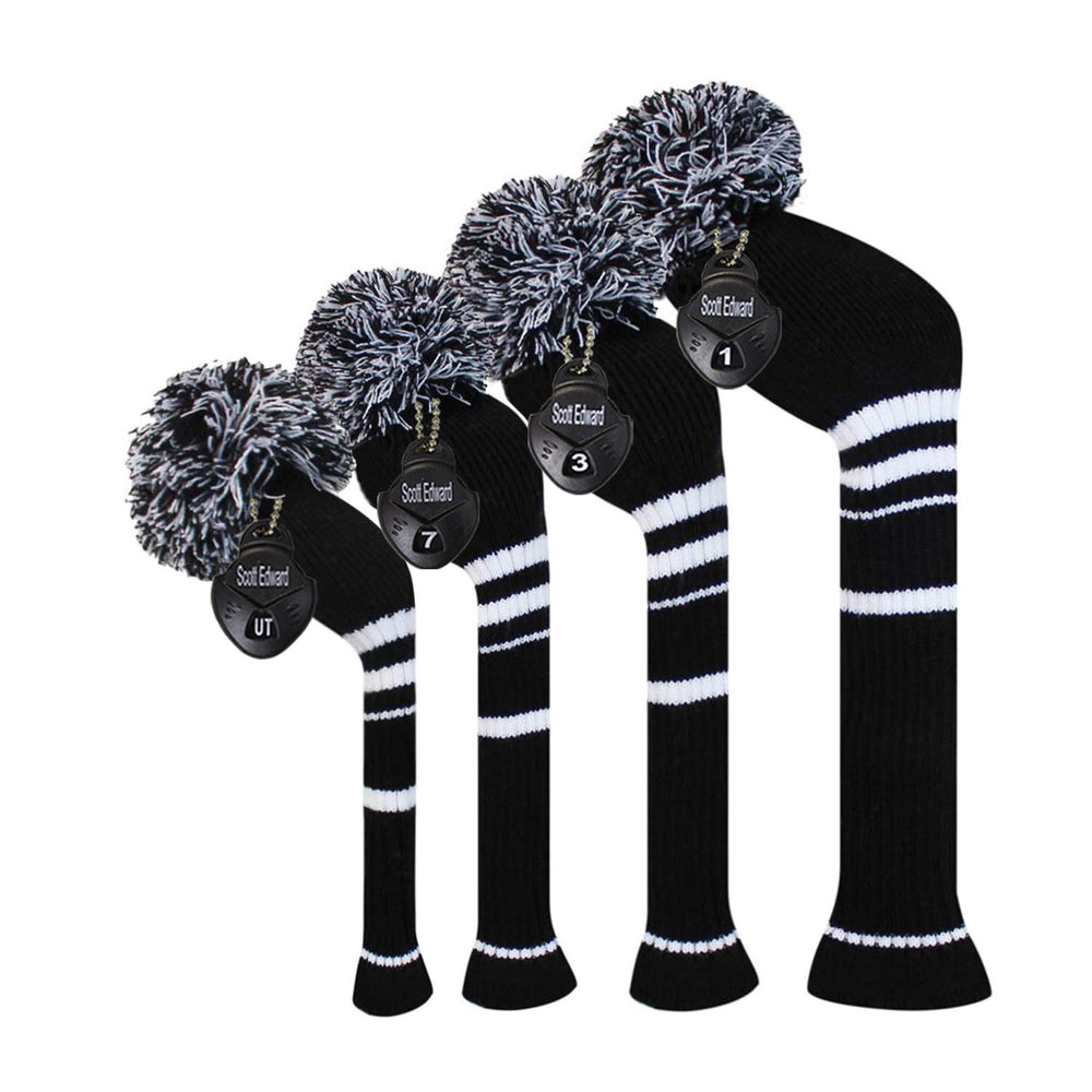Scott Edward front view of black stripe covers protecting clubheads