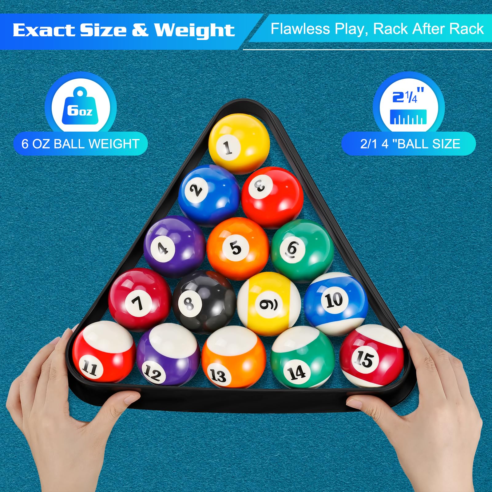Scpoloco hand holding a ball to show regulation 2.25-inch size and accurate weight