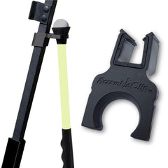 ScrambleClip front on cart strut shows secure placement and easy access