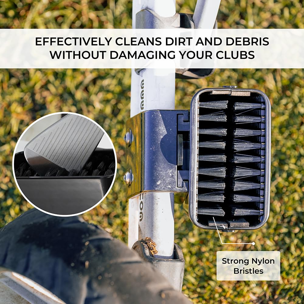 Scrubi mounted on a 3-wheel Clicgear bracket for hands-free access