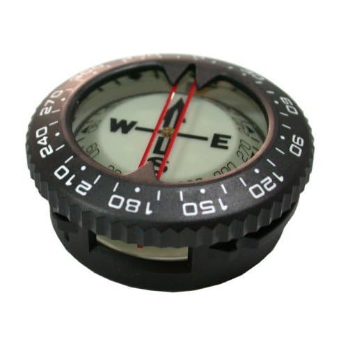 Scuba Choice compass attached to diver gear demonstrating easy-access navigation