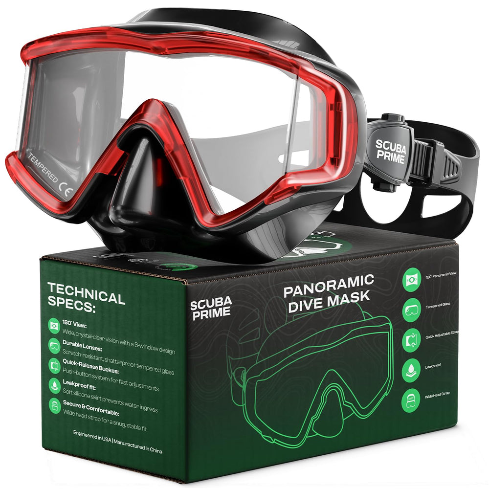 Scuba Prime Pano 3 front view showing wide panoramic lenses and clear visibility benefit