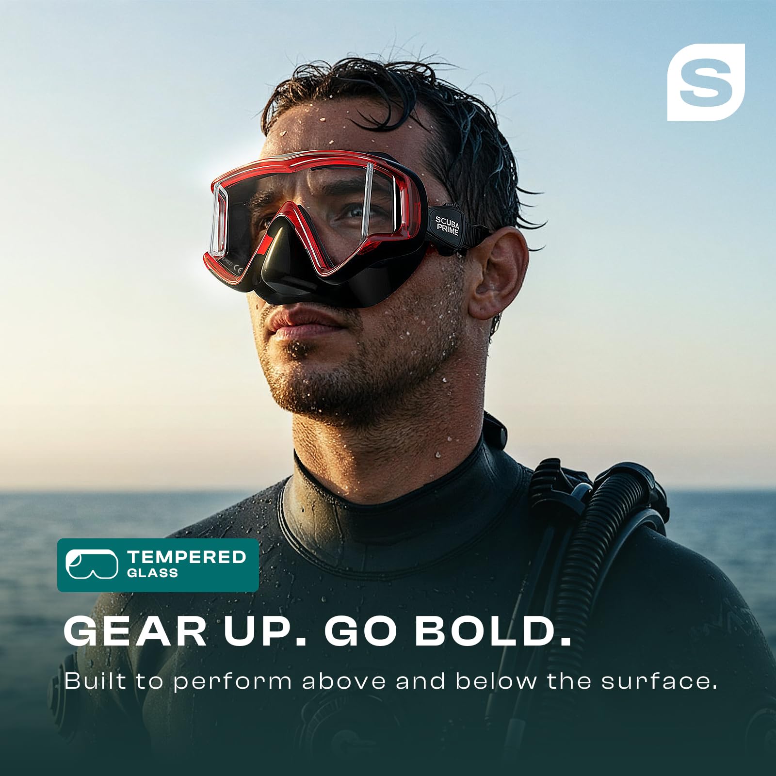 Scuba Prime Pano 3 worn while snorkeling demonstrating improved peripheral viewing