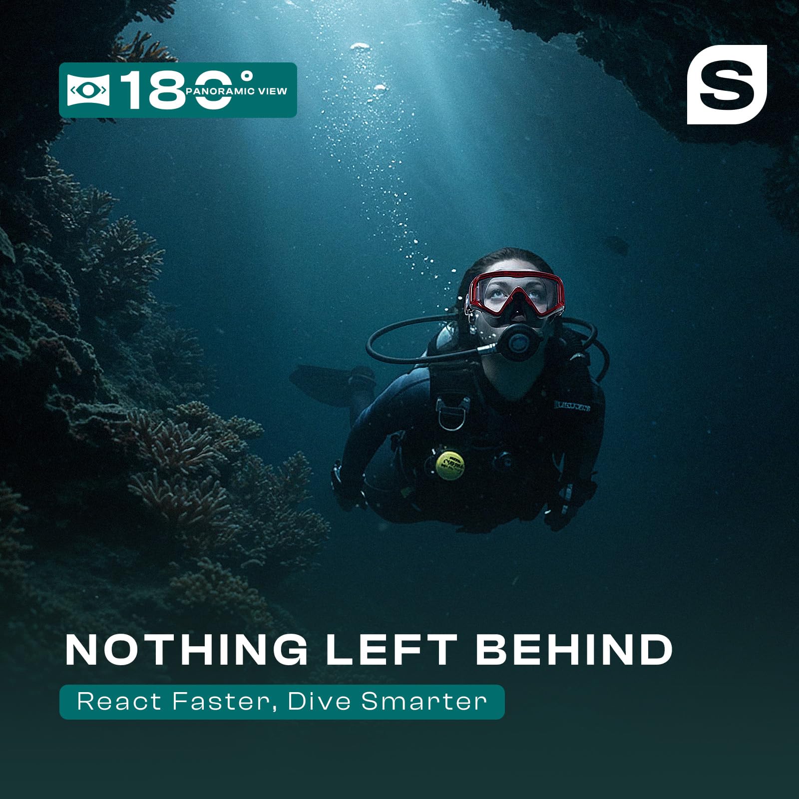 Scuba Prime Pano 3 beside a hand to show compact travel size and portability