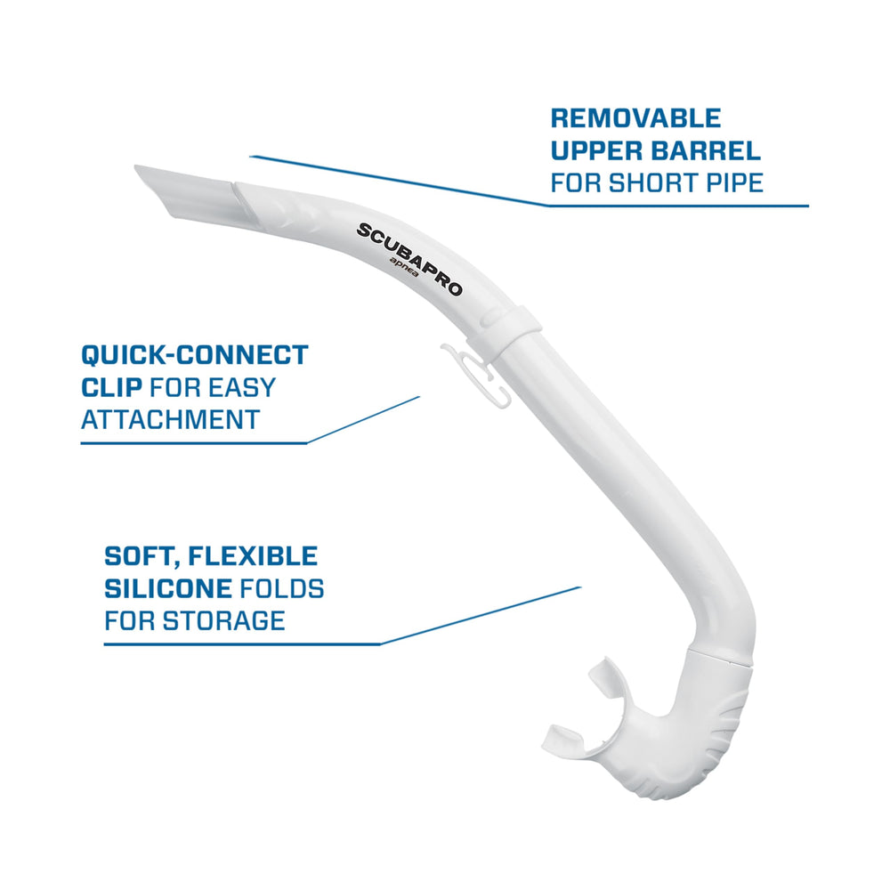 SCUBAPRO Apnea attached to mask strap, quick-connect clip for fast use