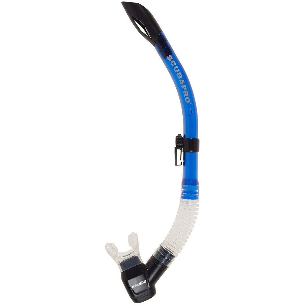 SCUBAPRO Escape snorkel front view in blue showing full profile and color benefit