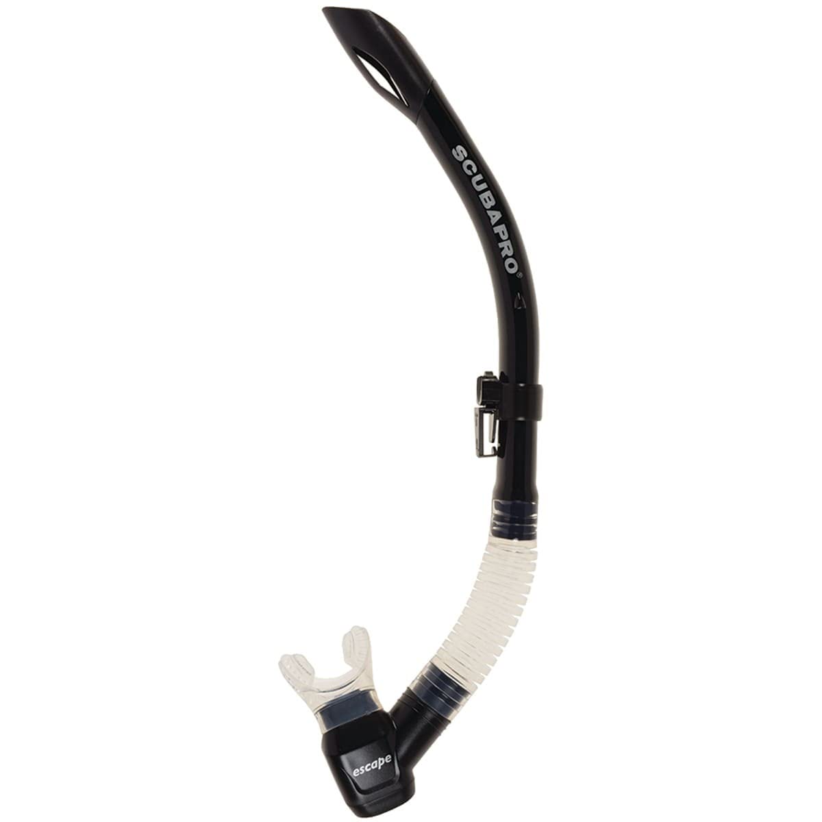 SCUBAPRO Escape snorkel front view showing semi-dry top and large-bore tube for easier breathing